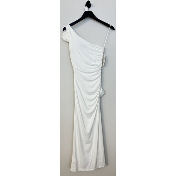 BARDOT Lilita Rosette One-Shoulder Stretch Jersey Midi Dress in Orchid White XS - Picture 9 of 16